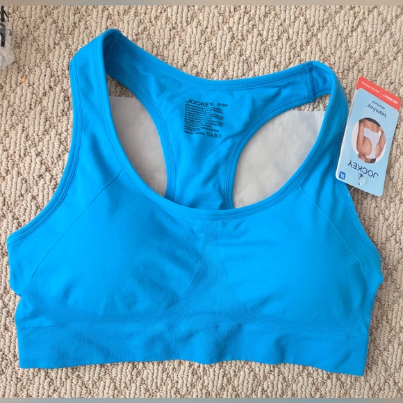 Jockey Seamfree Sports Bra XL Blue Microfiber Stretch Removable Pads NWT - Picture 7 of 7